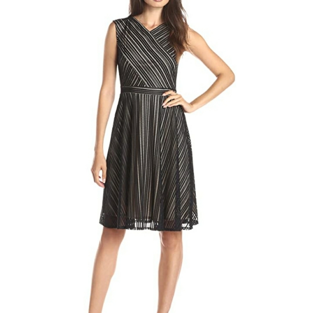 Gabby Skye cross bodice fit & flare dress black 8